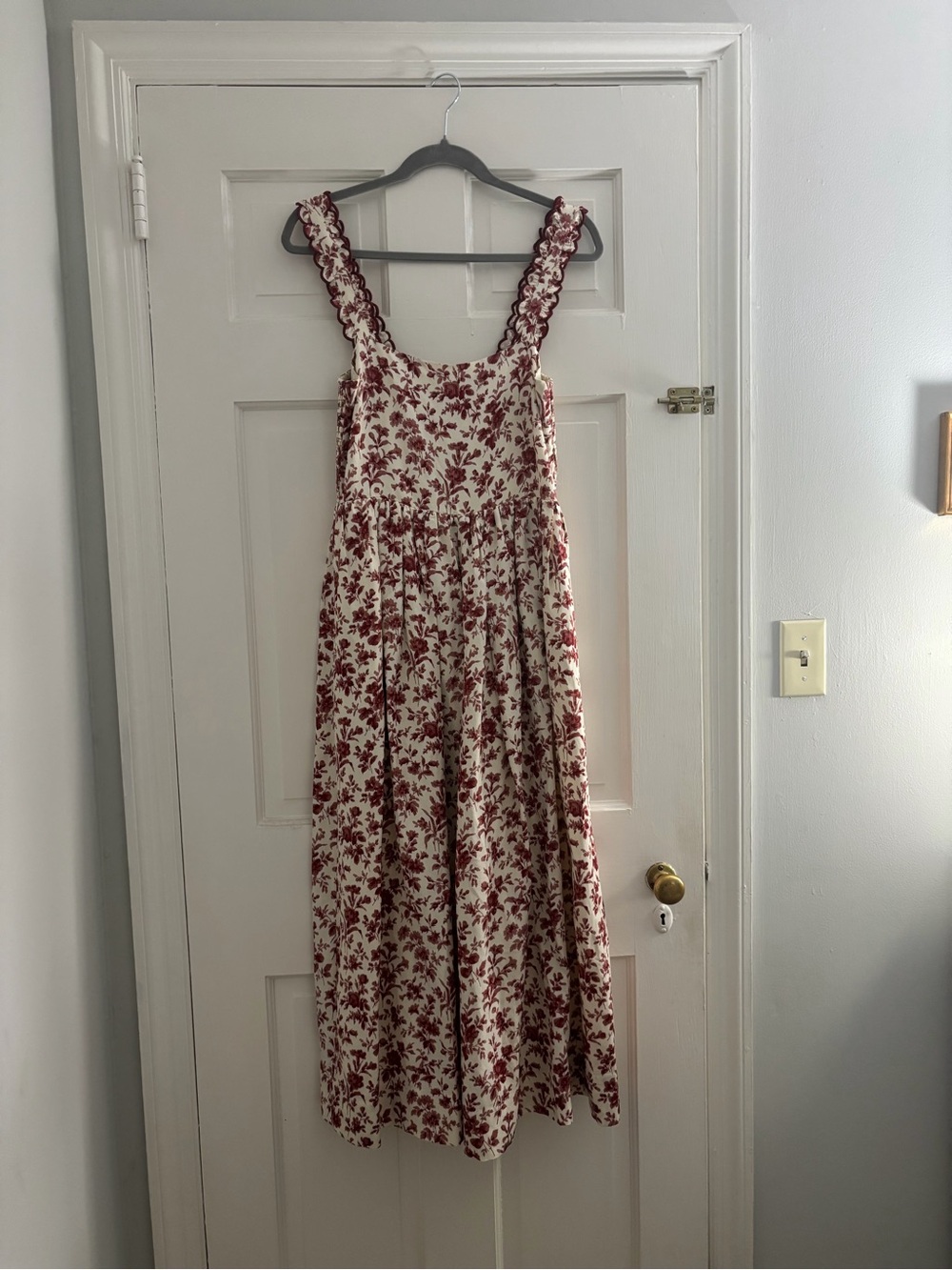 Tuckernuck Ivory Maxi Dress with Burgundy Floral Print